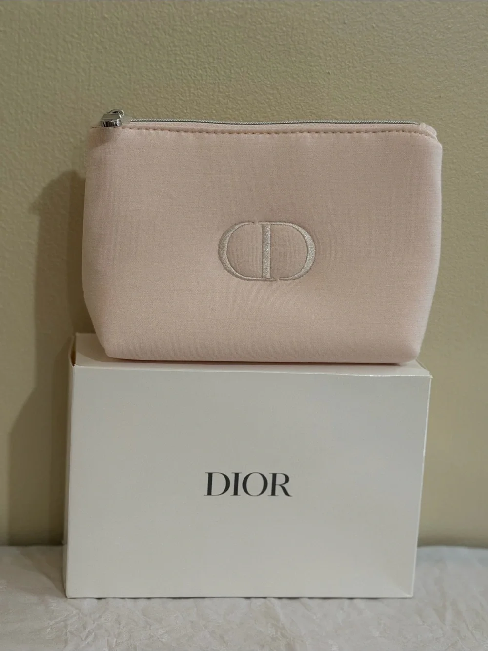 Dior Pale Pink CD Embroidered Cosmetic Pouch